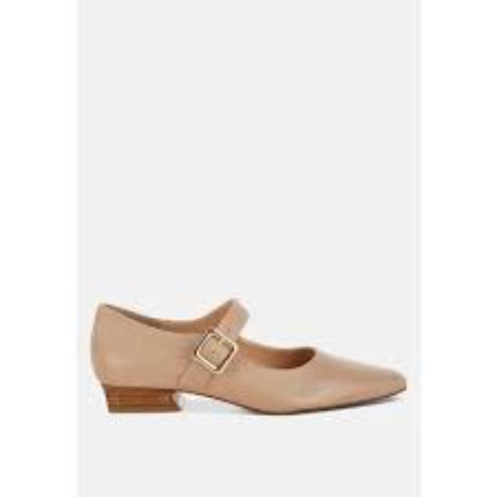 Rag & Co Vernis Nude Genuine Leather Mary Jane Square Toe 1" Block Heel NW0T 10